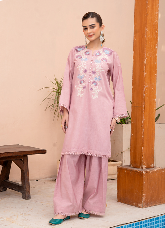 Heavy Pastel Pink Embroidery
