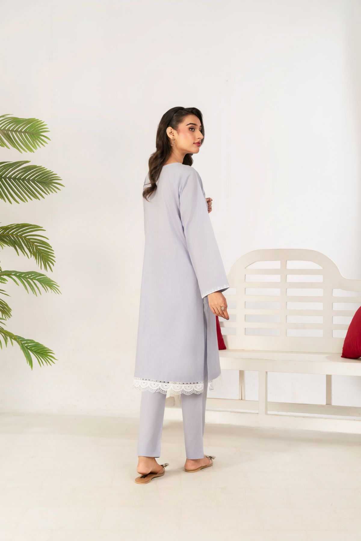 2 PC Embroidered Light Purple Suit