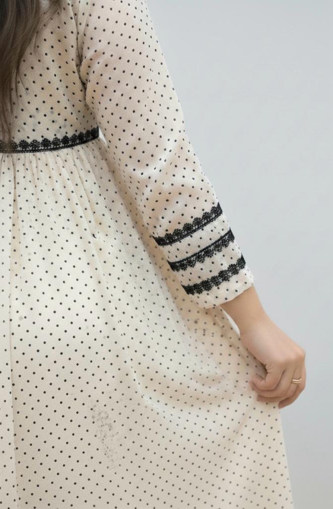 Beige Meets Black Polka Dots