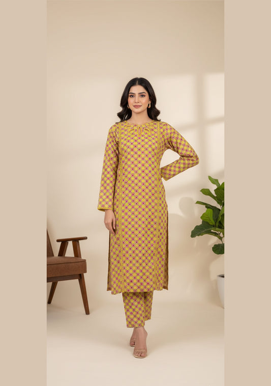 Soft Cambric Stitched Mustard CO-ORD Set