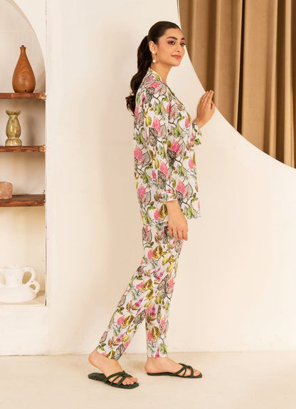 Multi Floral CO-ORD Set With Short Shirt