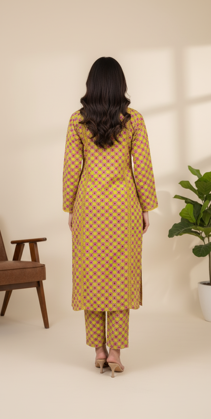 Soft Cambric Stitched Mustard CO-ORD Set
