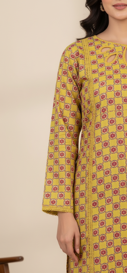 Soft Cambric Stitched Mustard CO-ORD Set