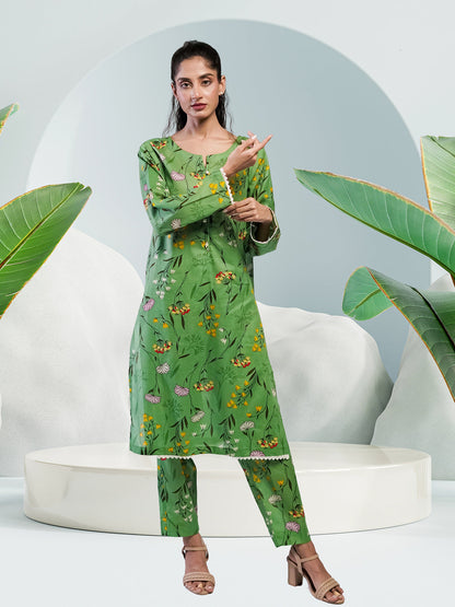 Soft Cambric Stitched Pastel Green CO-ORD Set