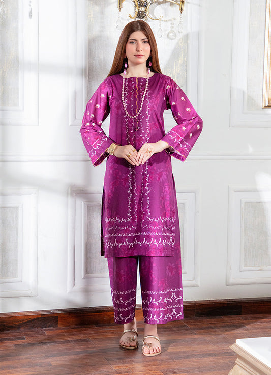 Elegant Maroon Printed Co-Ord Set