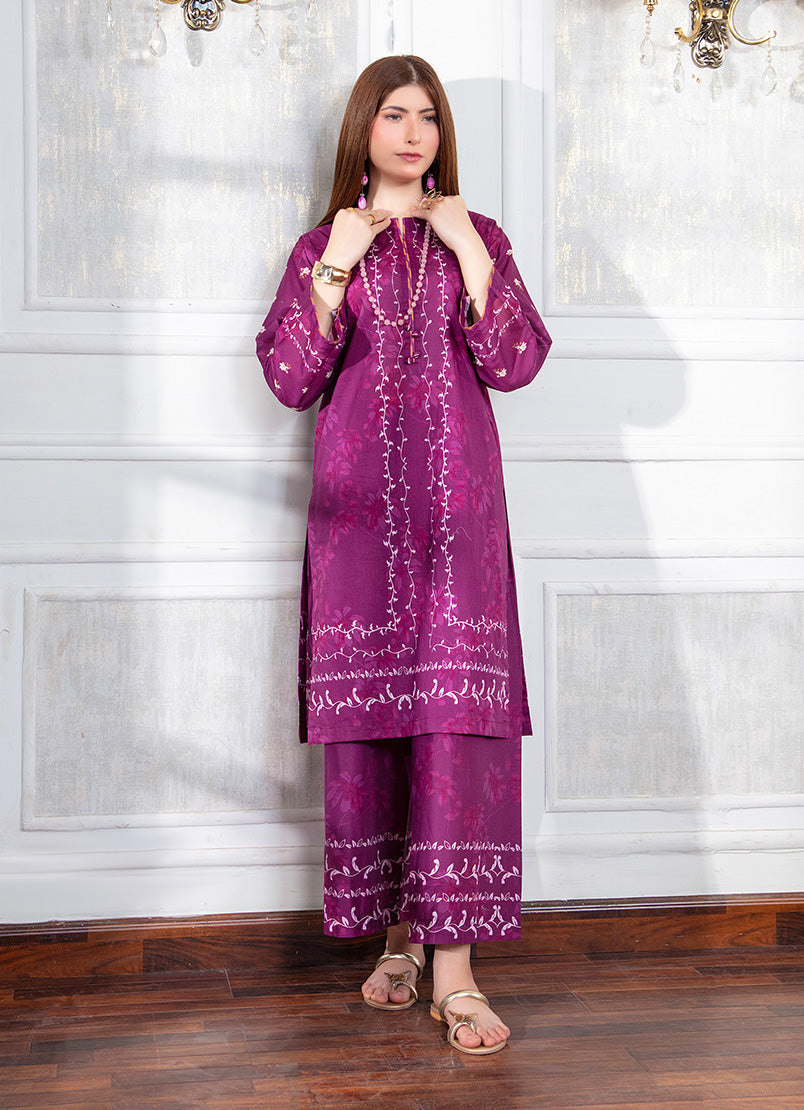 Elegant Maroon Printed Co-Ord Set