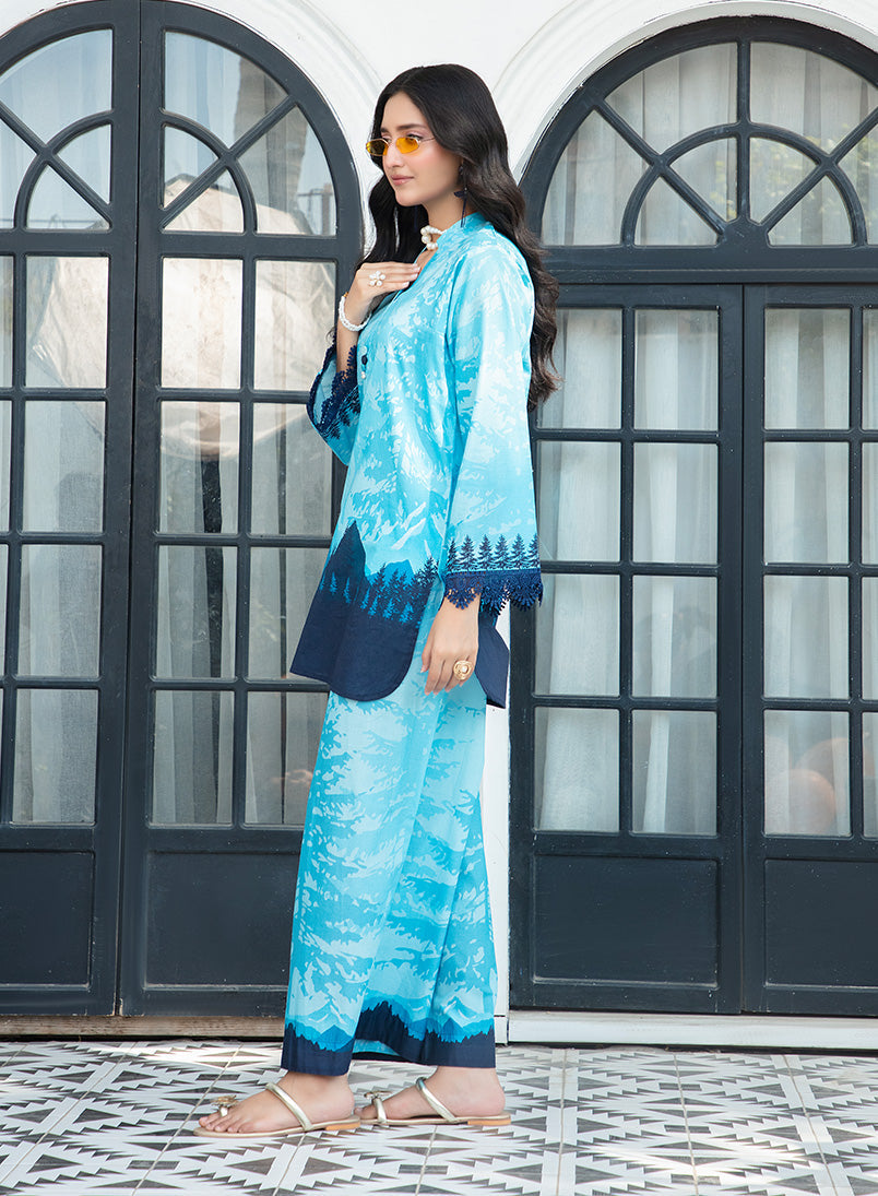 Sea Blue Premium Tunic Co-Ord