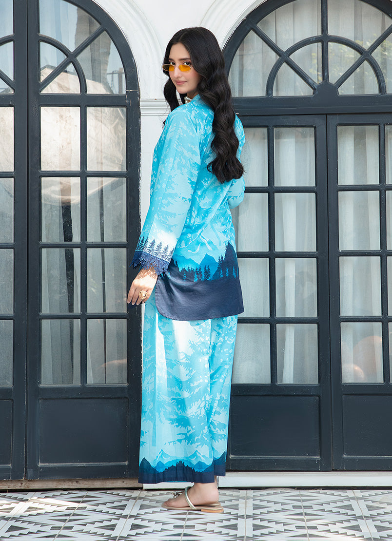 Sea Blue Premium Tunic Co-Ord