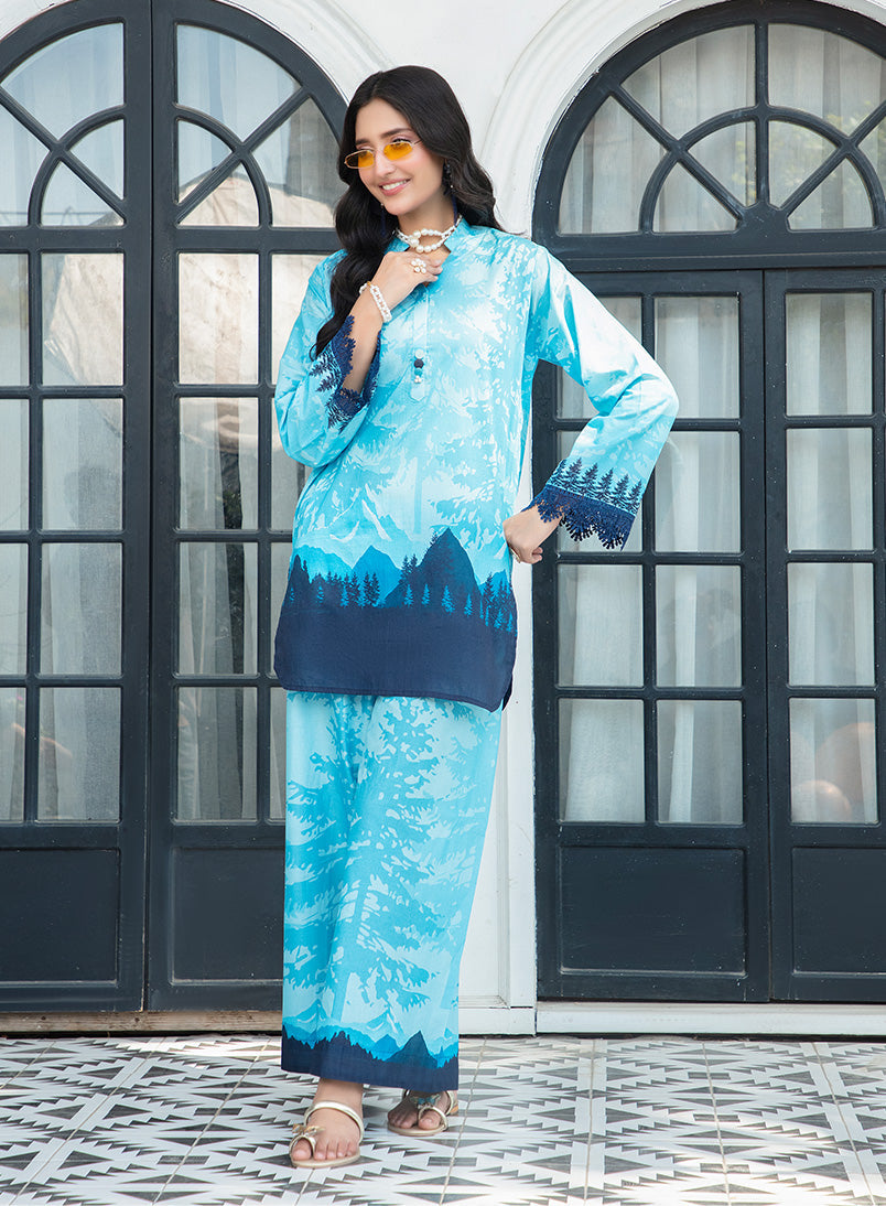 Sea Blue Premium Tunic Co-Ord