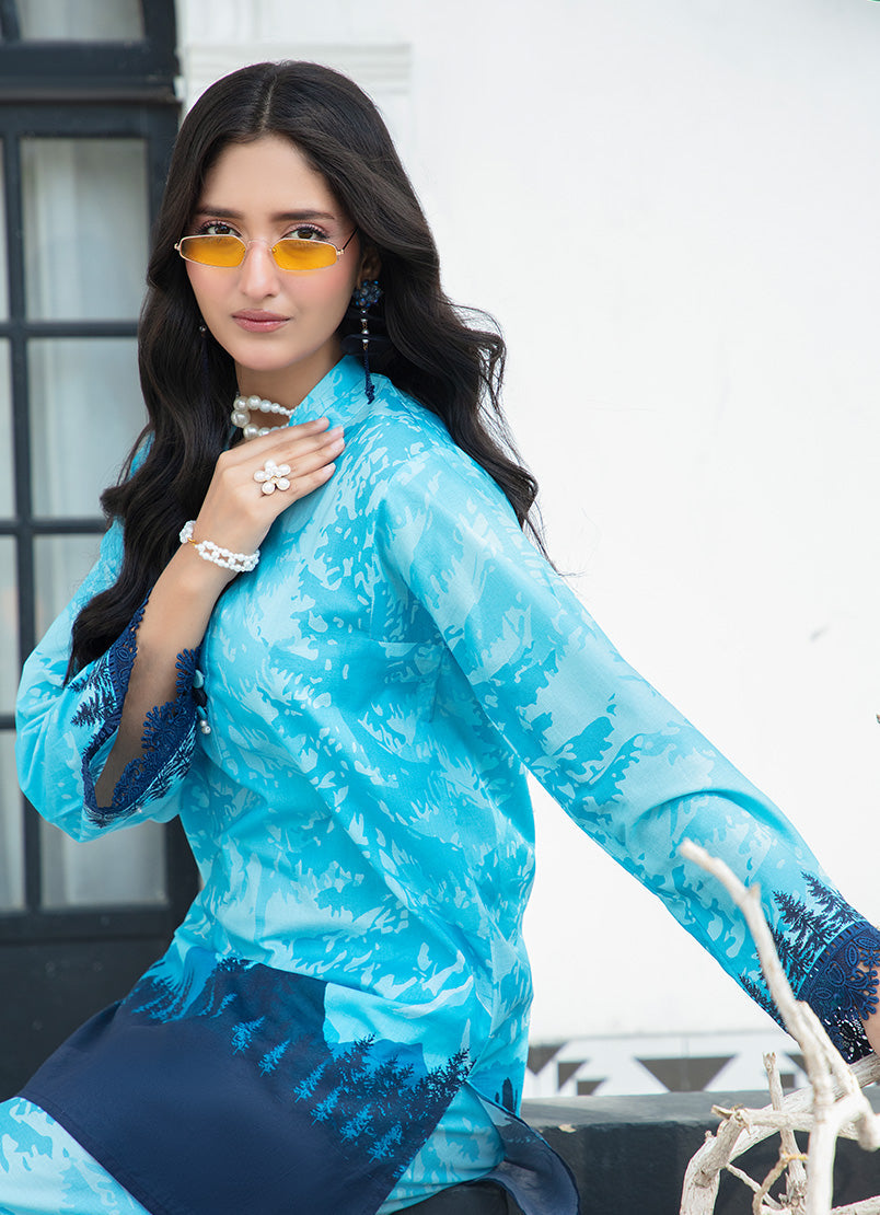 Sea Blue Premium Tunic Co-Ord