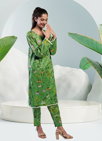 Soft Cambric Stitched Pastel Green CO-ORD Set
