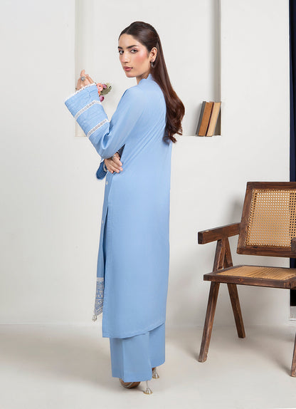 2 PC Embroidered Sky Blue Suit