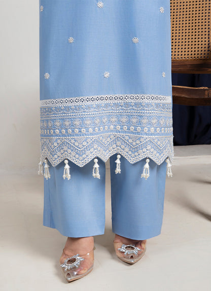 2 PC Embroidered Sky Blue Suit