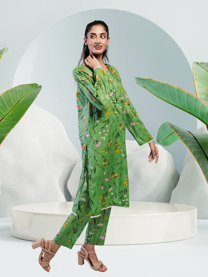 Soft Cambric Stitched Pastel Green CO-ORD Set