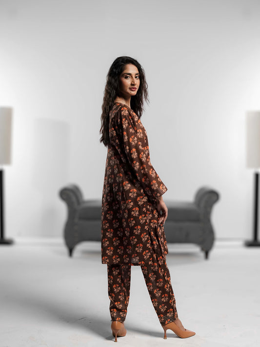 Soft Cambric Stitched Bronze Bliss CO-ORD Set