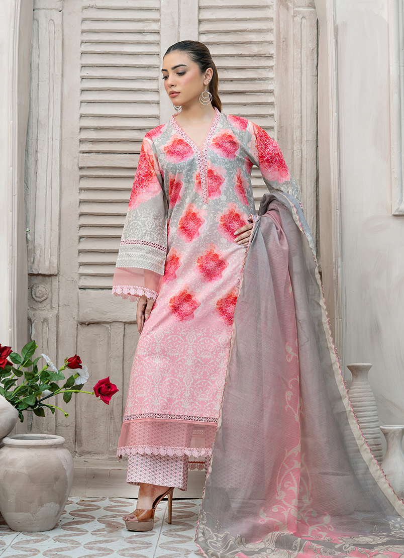 Coral Hue 3 PC Unstitched