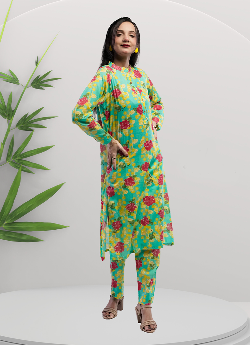 Soft Cambric Stitched Seafoam CO-ORD Set