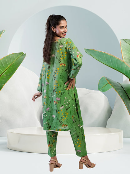 Soft Cambric Stitched Pastel Green CO-ORD Set