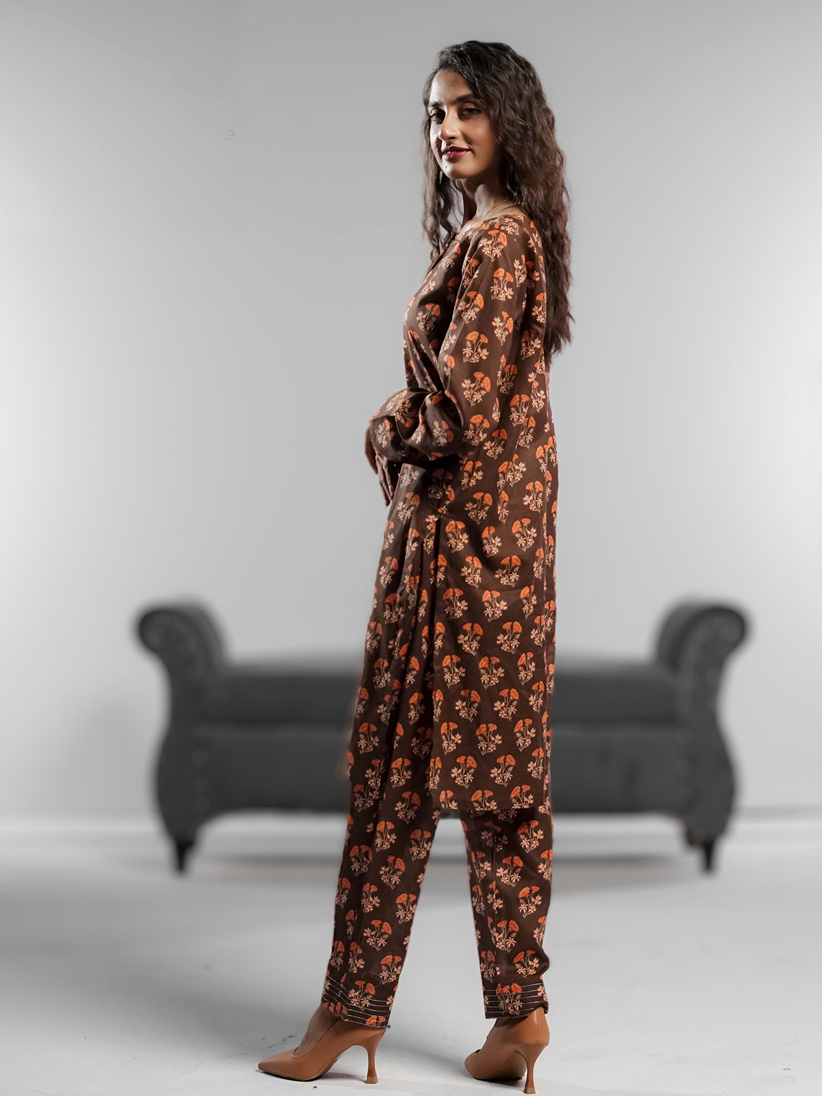 Soft Cambric Stitched Bronze Bliss CO-ORD Set