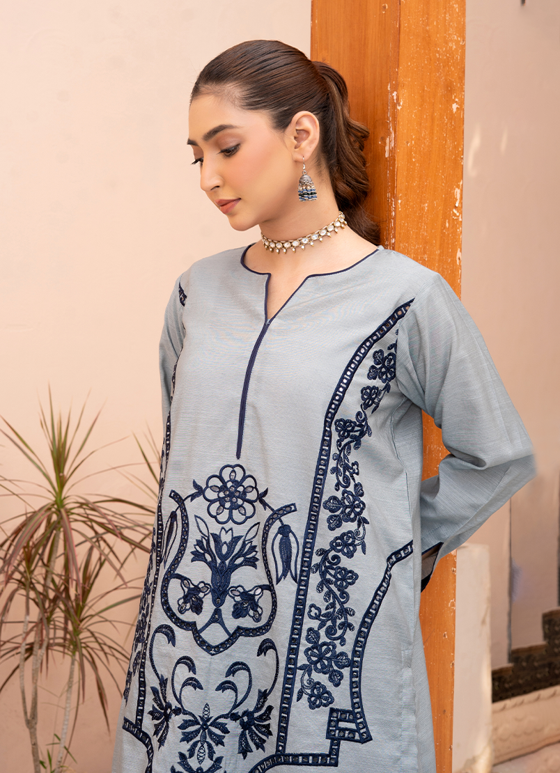Smoke Grey Black Embroidery
