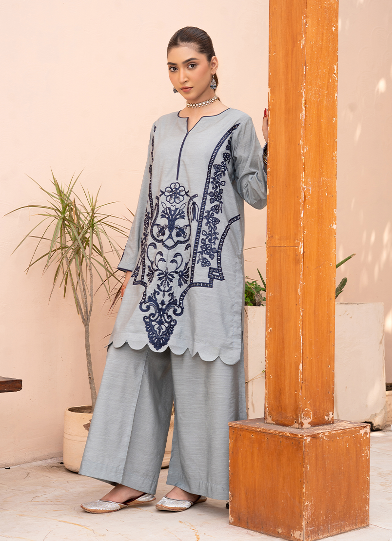 Smoke Grey Black Embroidery