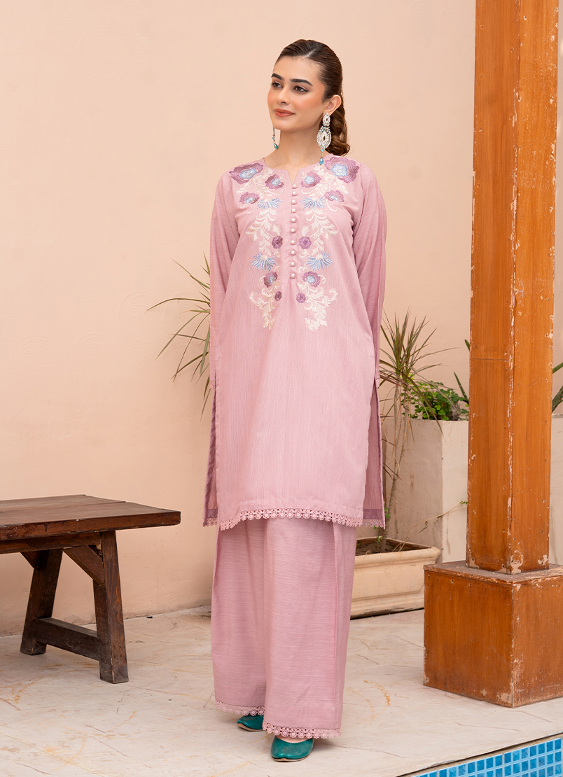 Heavy Pastel Pink Embroidery
