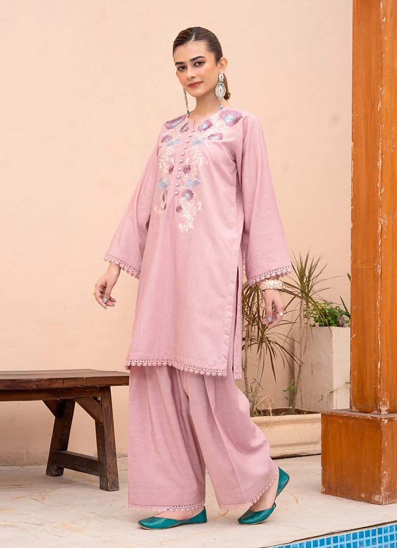 Heavy Pastel Pink Embroidery