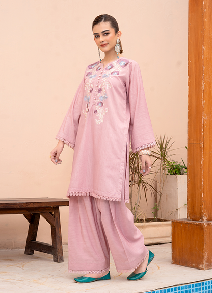 Heavy Pastel Pink Embroidery