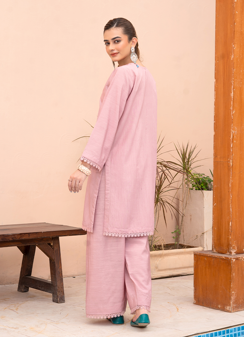 Heavy Pastel Pink Embroidery