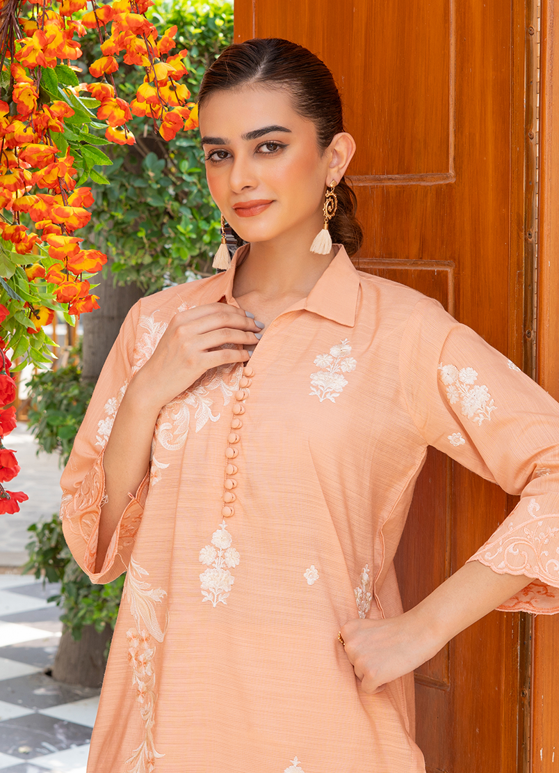 Blush Pink Floral Embroidery