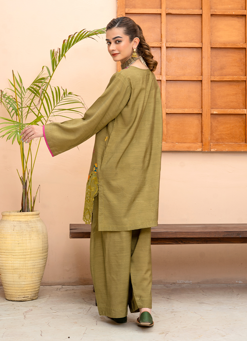 Mocha Browm Threadwork Embroidery