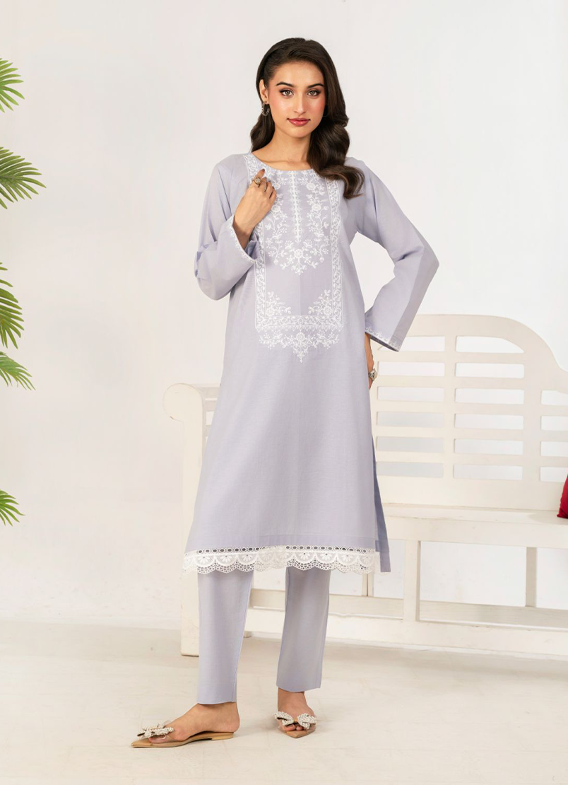 2 PC Embroidered Light Purple Suit