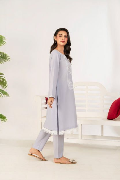2 PC Embroidered Light Purple Suit