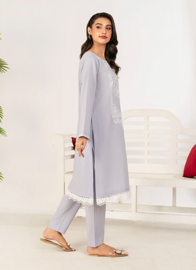 2 PC Embroidered Light Purple Suit