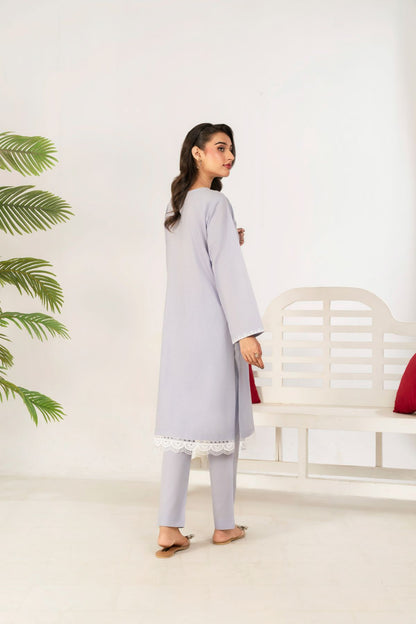2 PC Embroidered Light Purple Suit