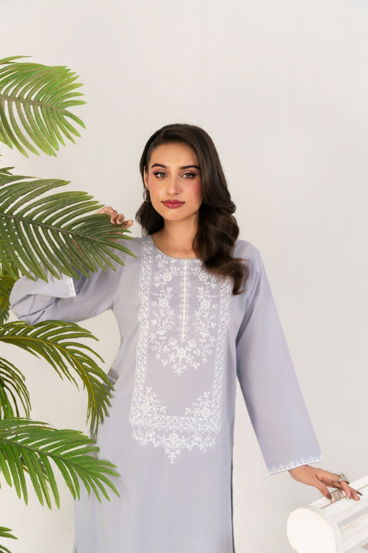 2 PC Embroidered Light Purple Suit