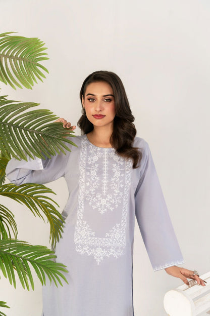 2 PC Embroidered Light Purple Suit