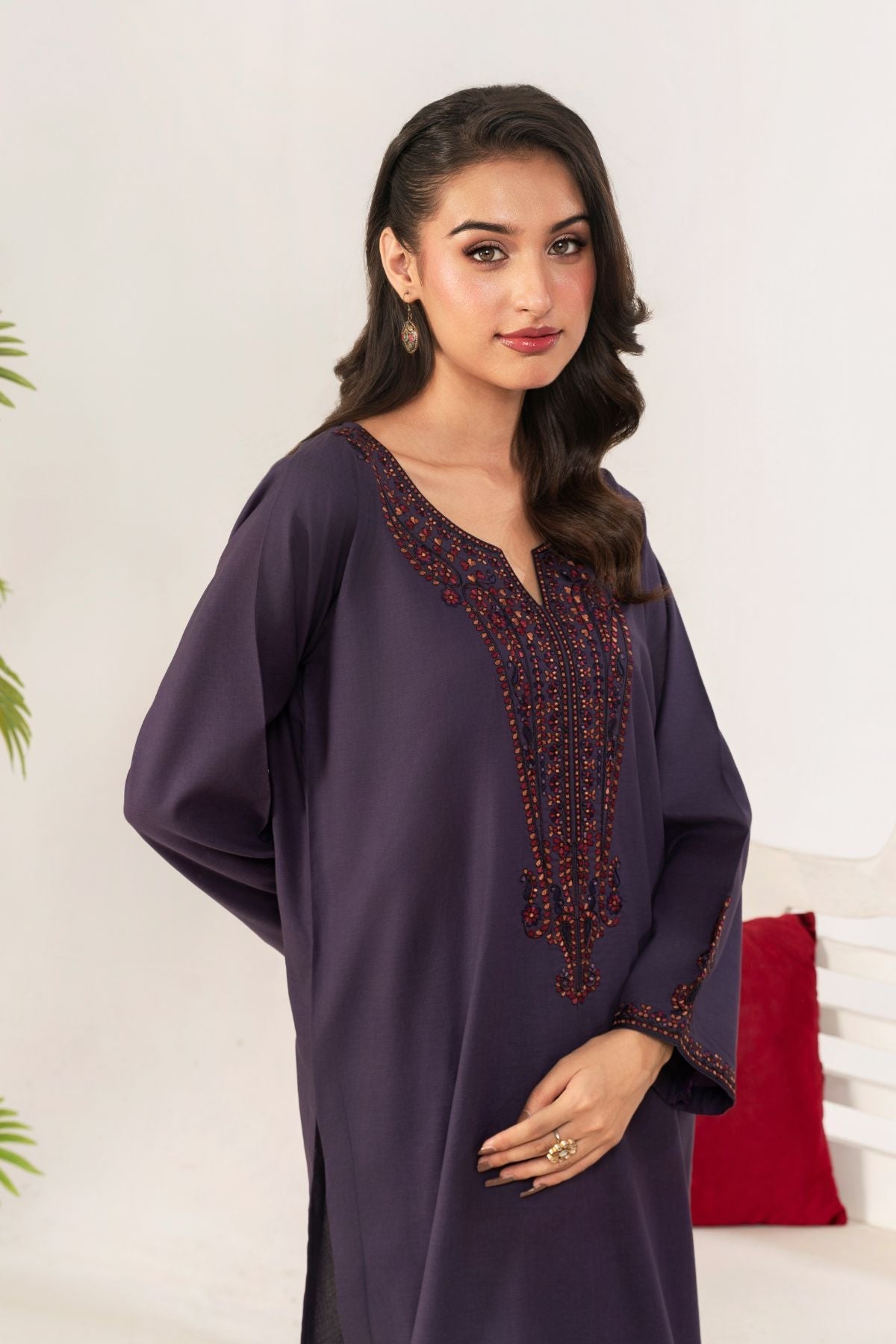 2 PC Embroidered Purple Suit