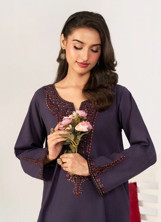 2 PC Embroidered Purple Suit