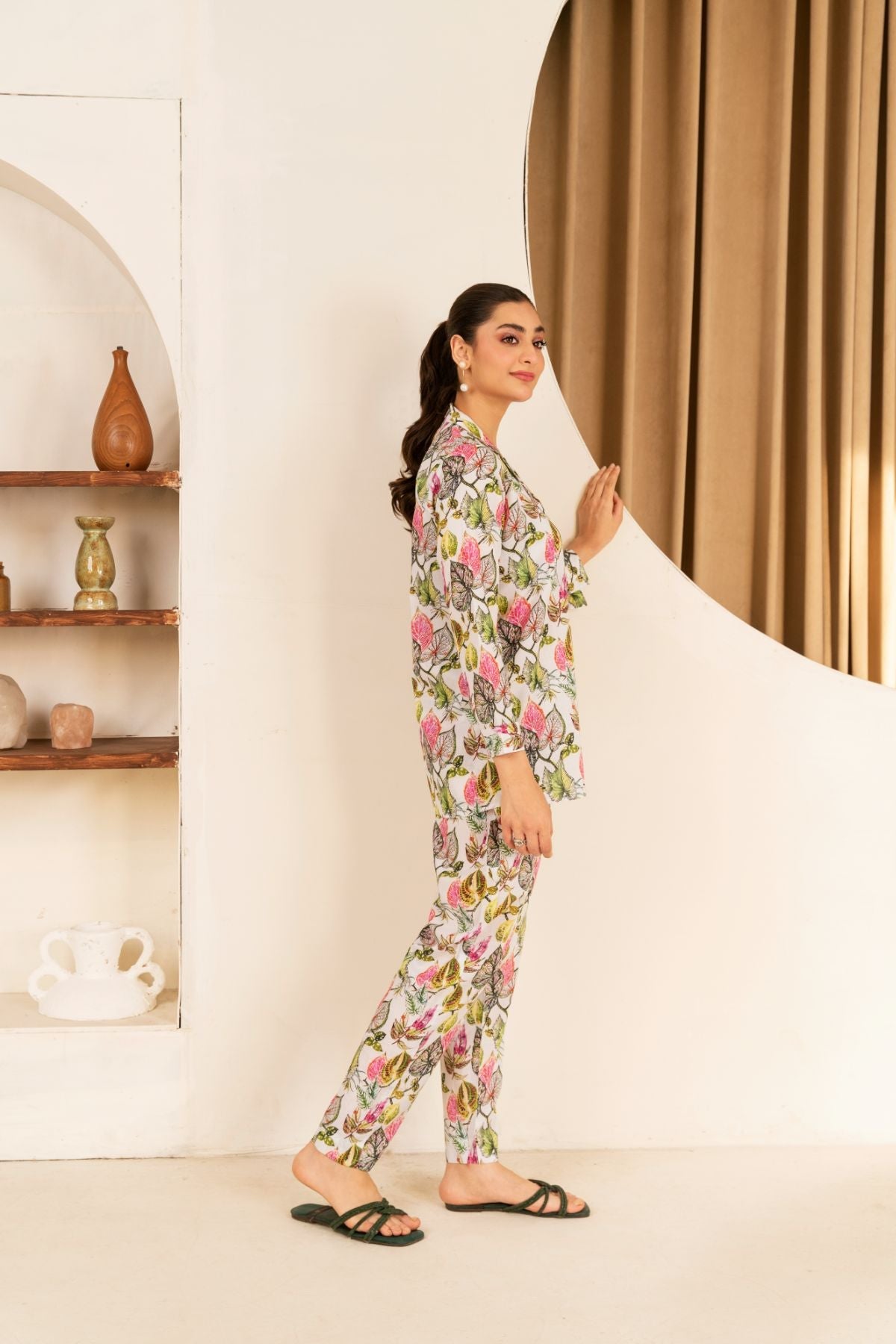 Multi Floral CO-ORD Set With Short Shirt