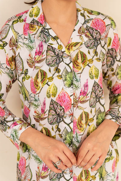 Multi Floral CO-ORD Set With Short Shirt