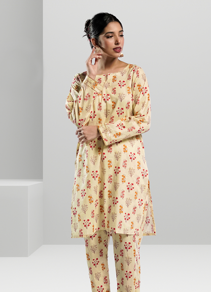 Soft Cambric Stitched Beige CO-ORD Set
